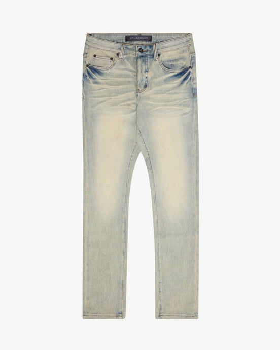 Light blue jeans on a white background