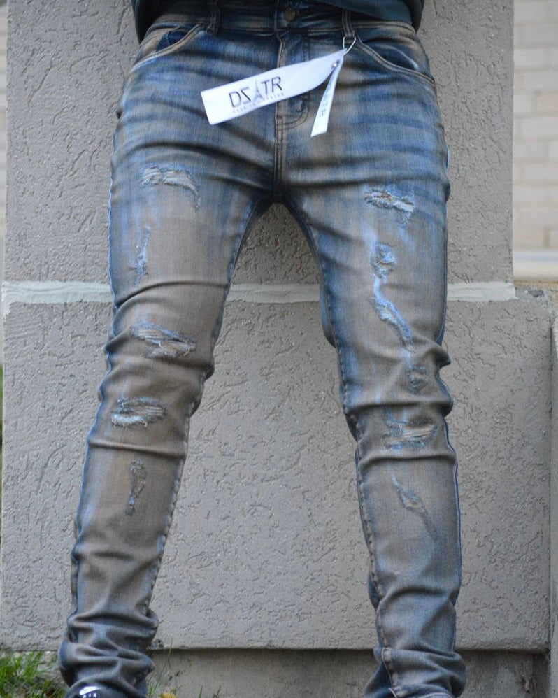 Muddy ripped slim jeans in blue color 