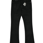 Black jeans with a tag on a white background