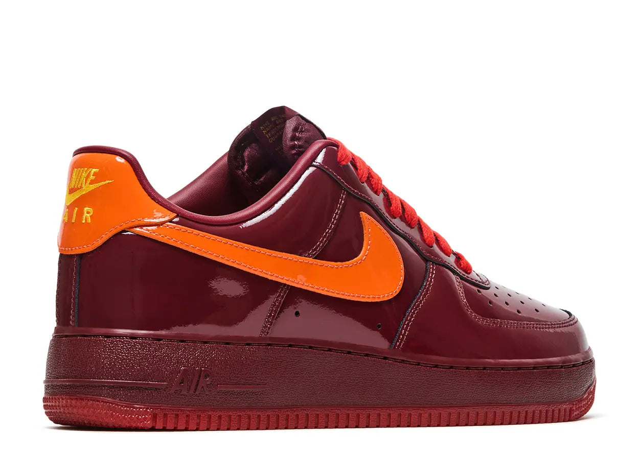 Nike Air Force 1 Low Patent Leather Dark Team Red Safety Orange Men's