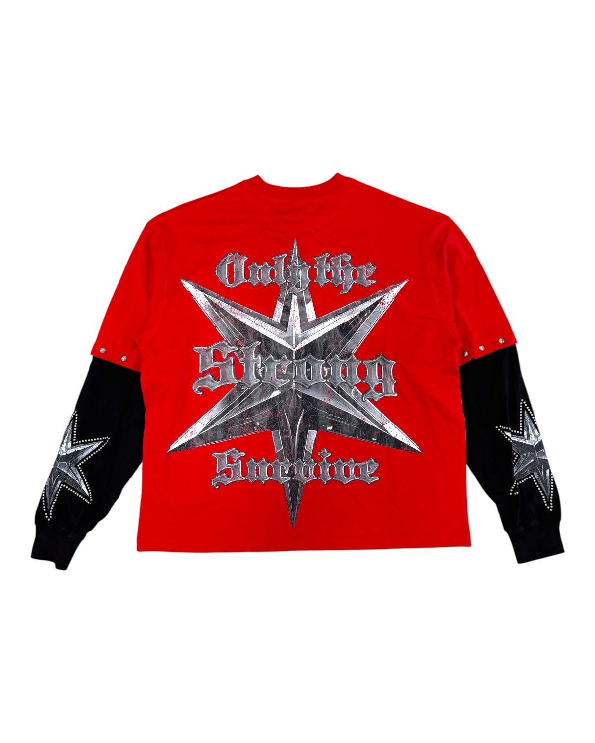 Roku studios no mercy layered long sleeve in red 