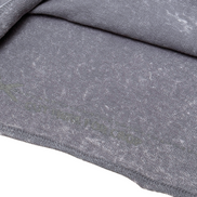 Close-up of gray fabric with a subtle pattern on a white background