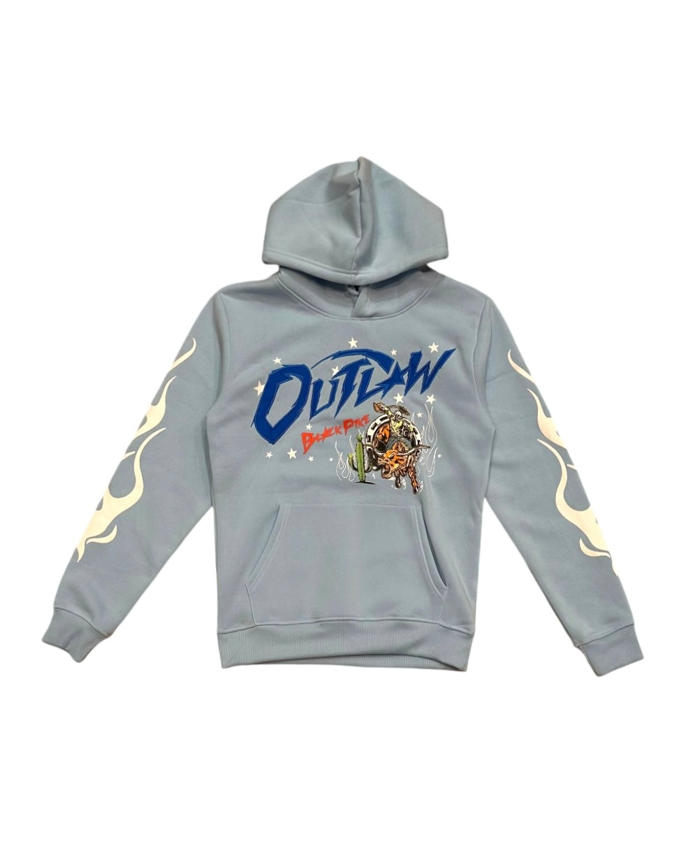 mens outlaw hoodie light blue