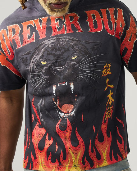 T-shirt with a panther graphic and 'Forever Duaa' text on a plain background