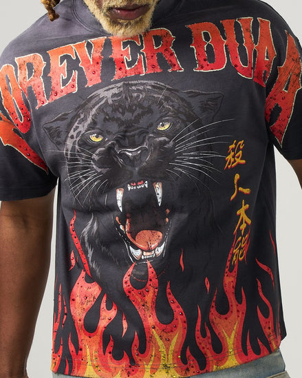 T-shirt with a panther graphic and 'Forever Duaa' text on a plain background
