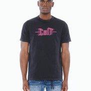 Cult of individuality pinstripe logo tee in steel color 