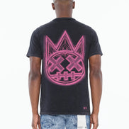 Cult of individuality pinstripe logo tee in steel color 