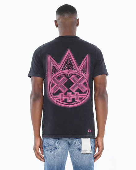 Cult of individuality pinstripe logo tee in steel color 