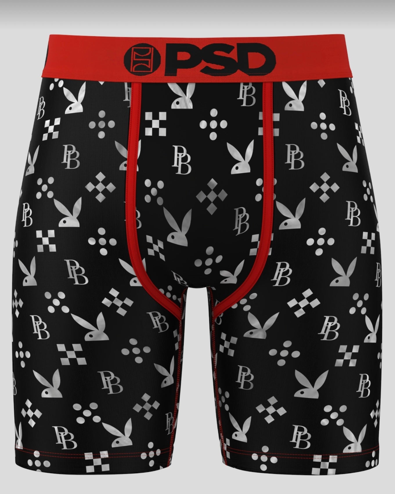 Psd pb monogram briefs in black and red 
