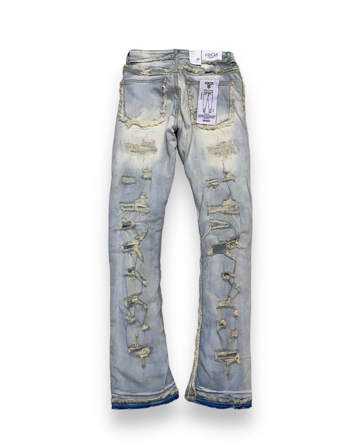 Heavy Distressed Stacked Denim Jean
