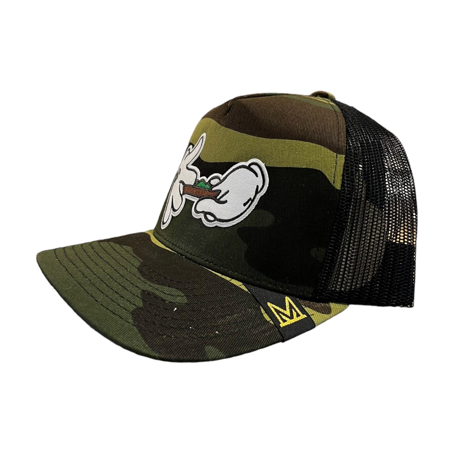 olive camo rollin up trucekr hat