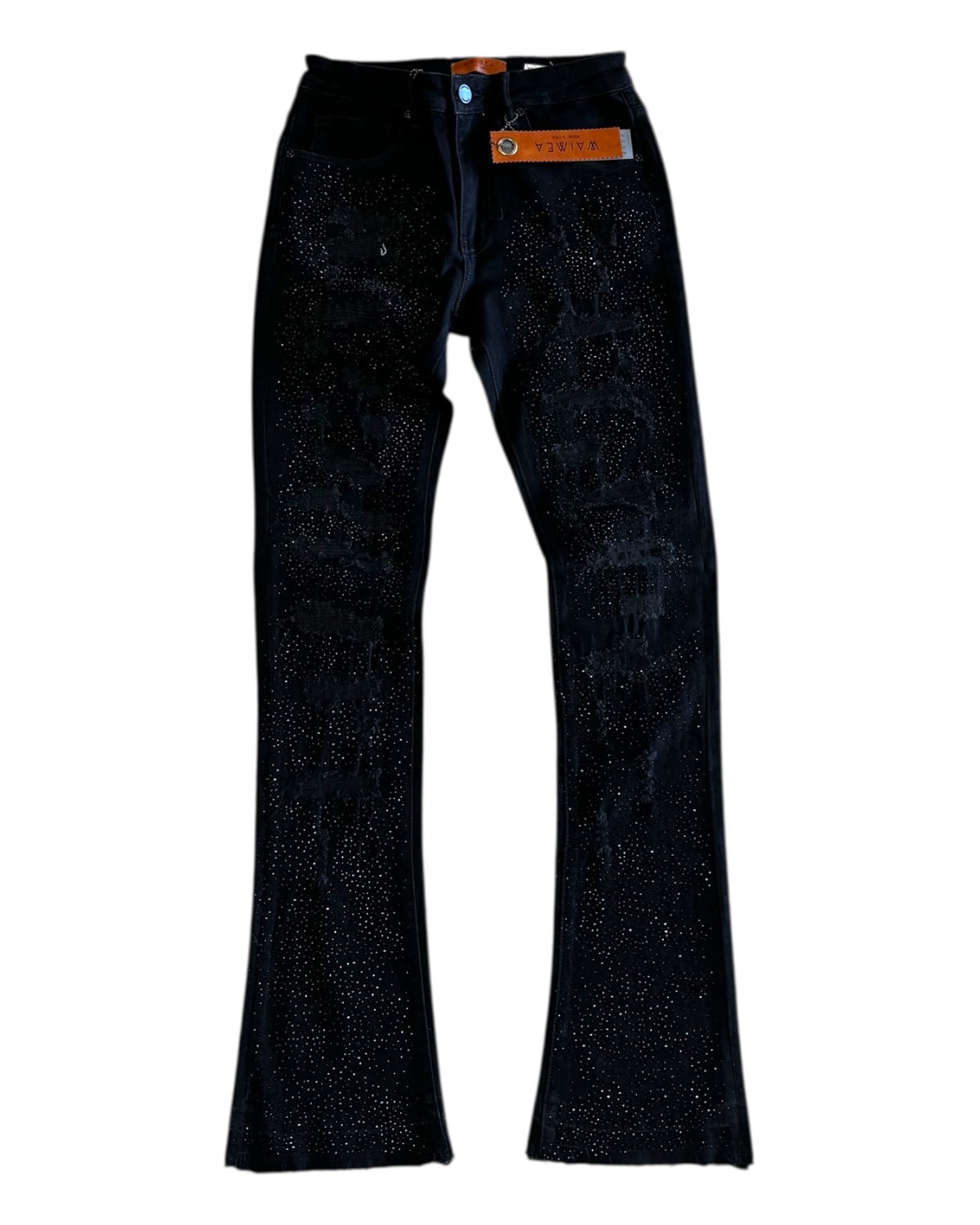 Distressed Rhinestone Flare Jeans