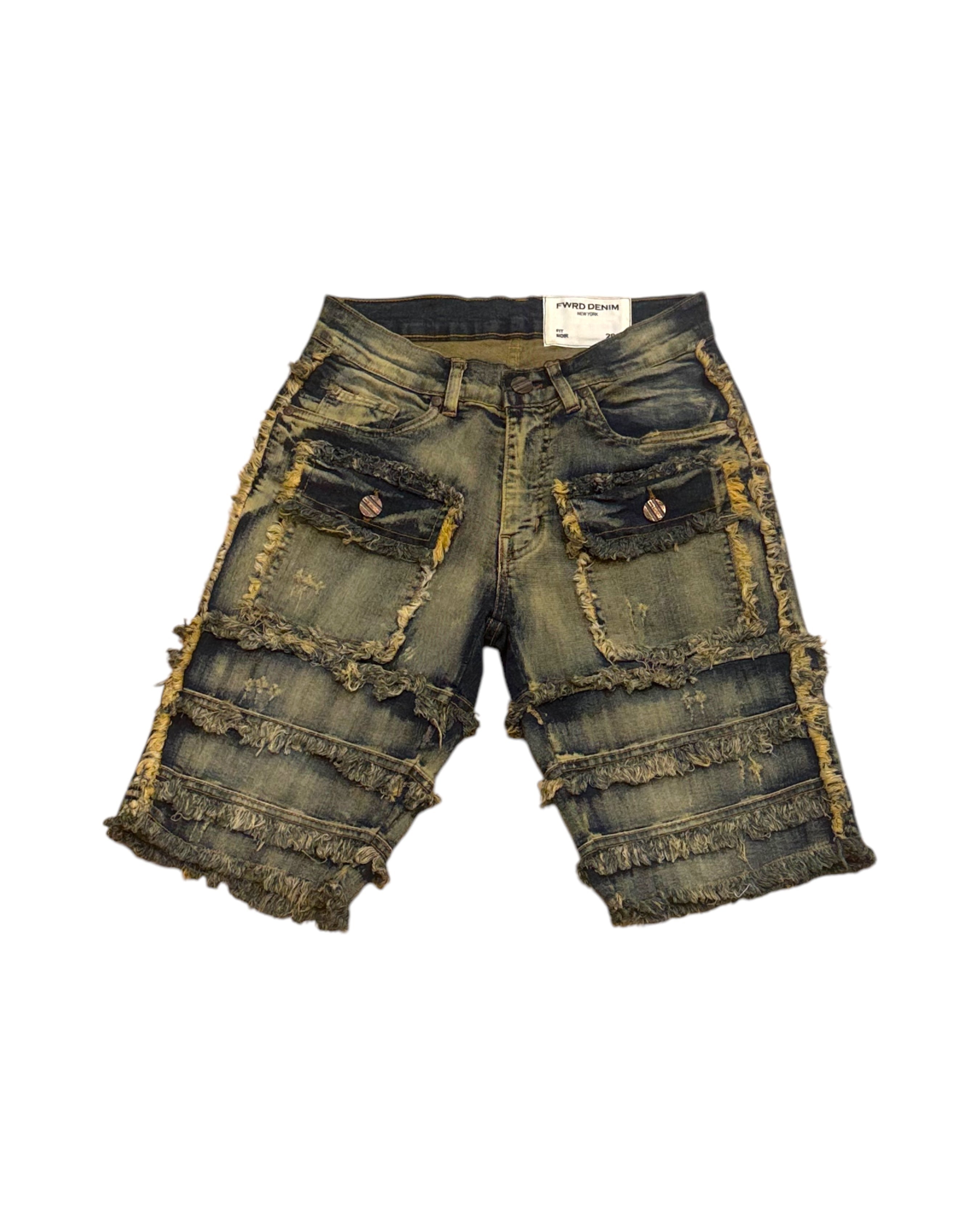 Patchwork Denim Shorts