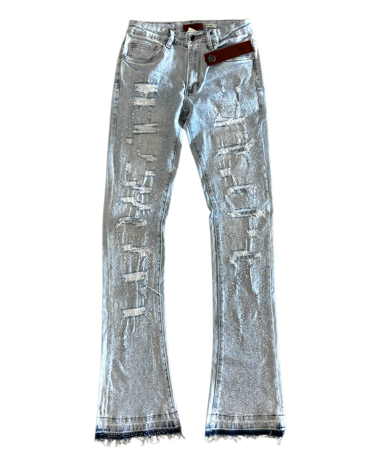 Distressed Rhinestone Flare Jeans