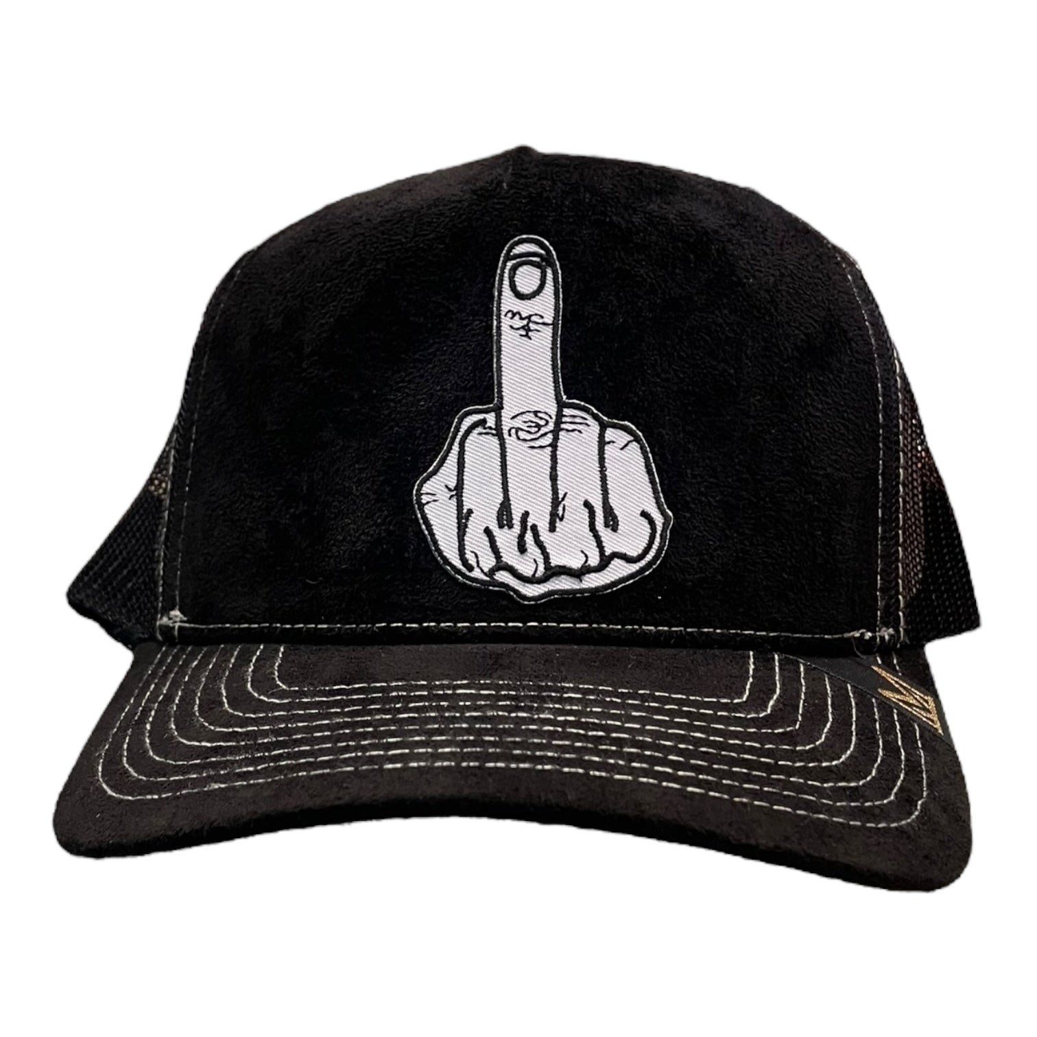 all black middle finger trucker hat 