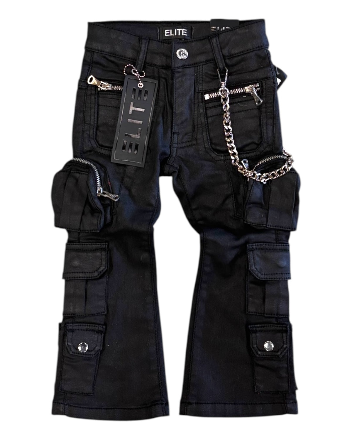 Toddler's Waxed Cuban Link Stacked Jeans