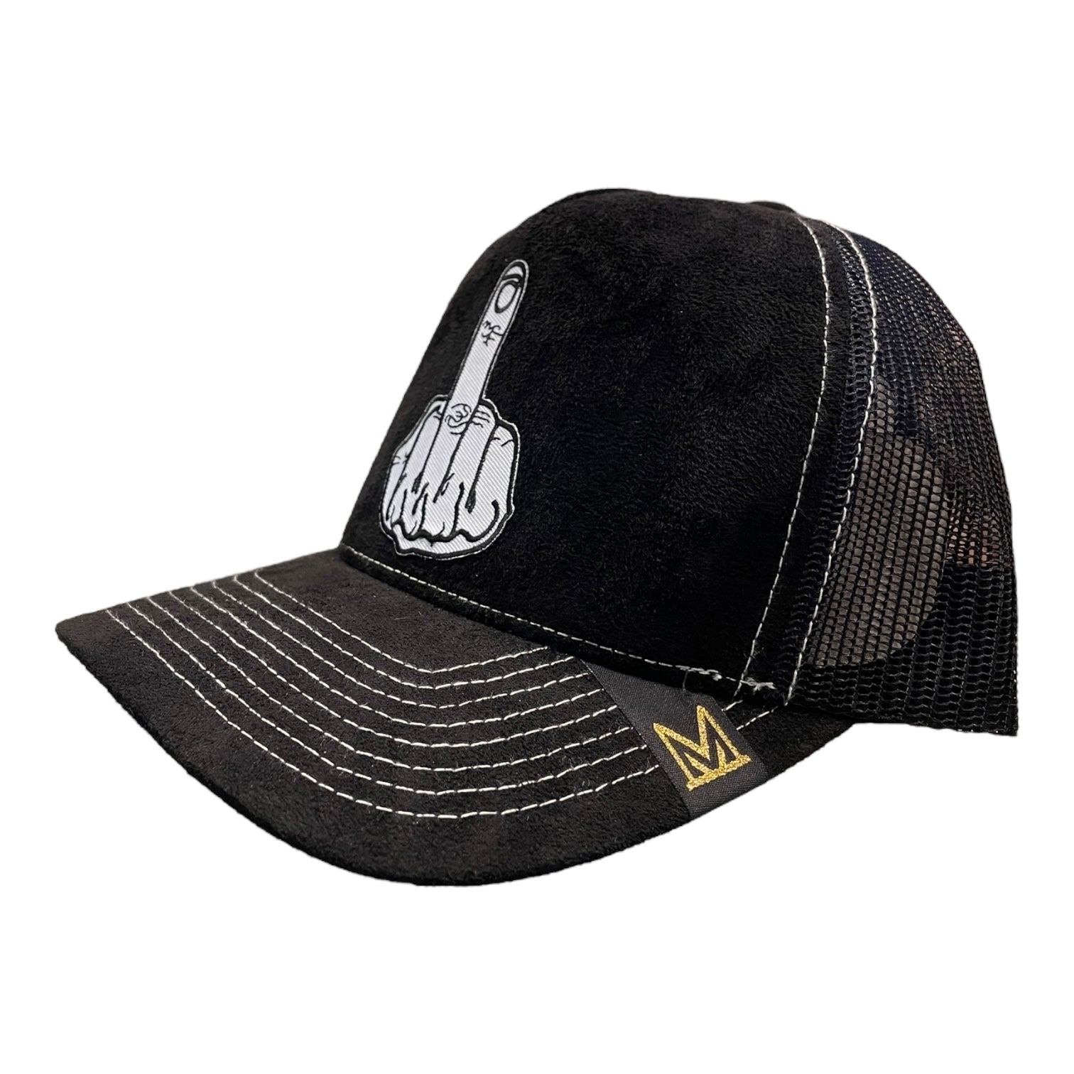 all black middle finger trucekr hat