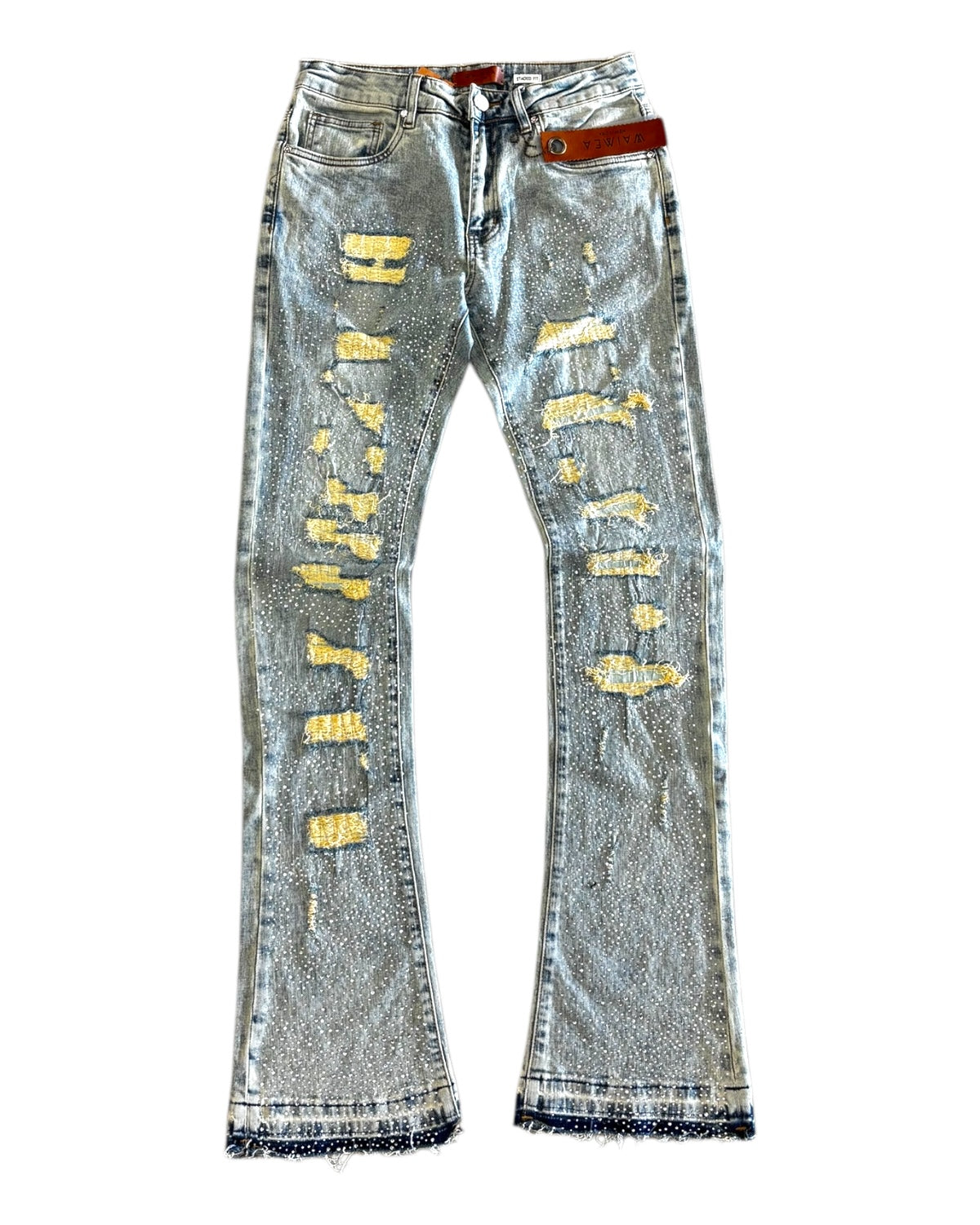 Distressed Rhinestone Flare Jeans