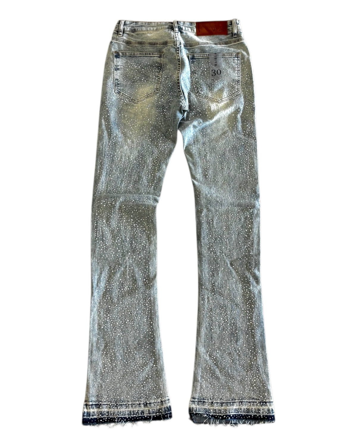 Distressed Rhinestone Flare Jeans