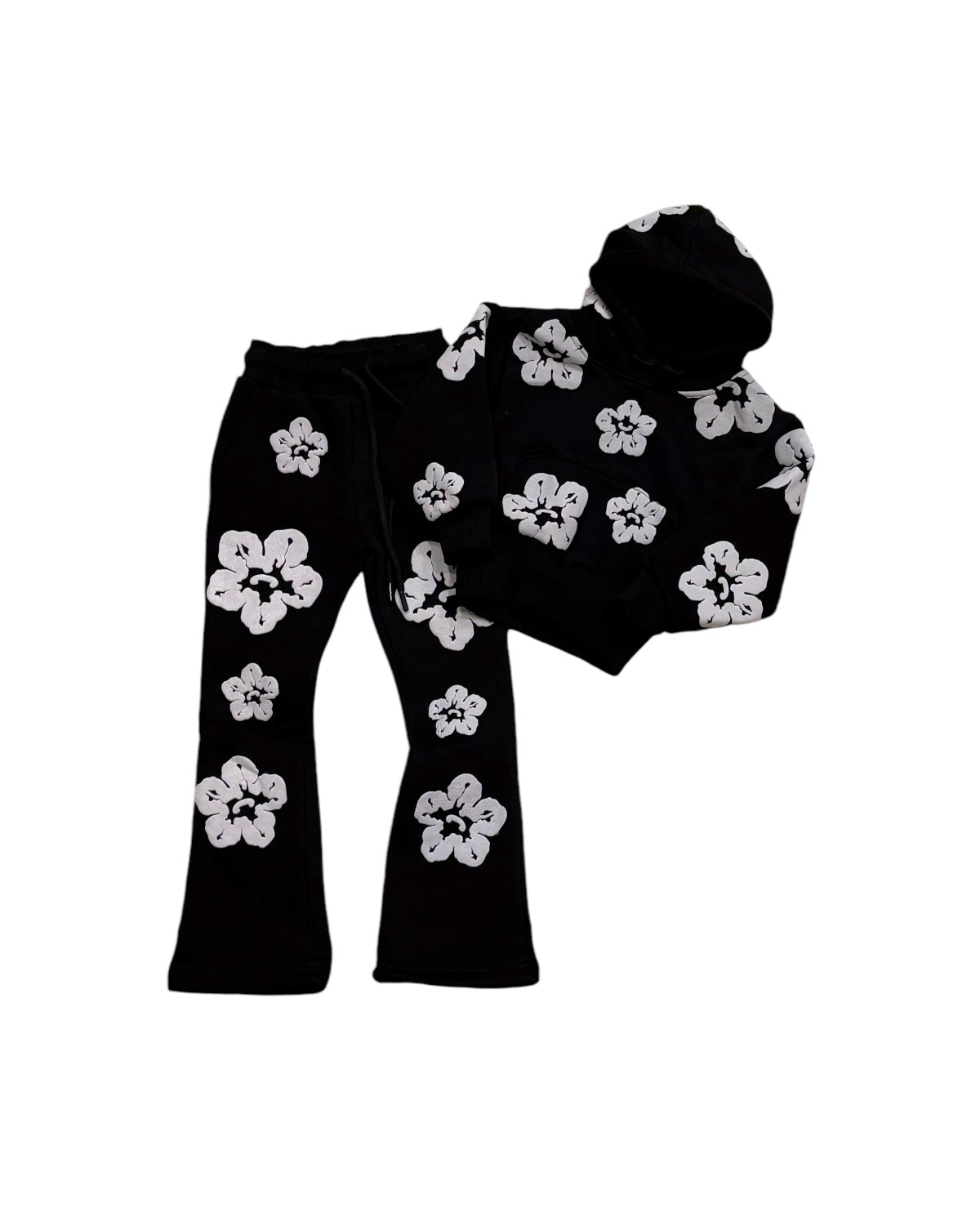 Puff Printed Flower Hoodie Set