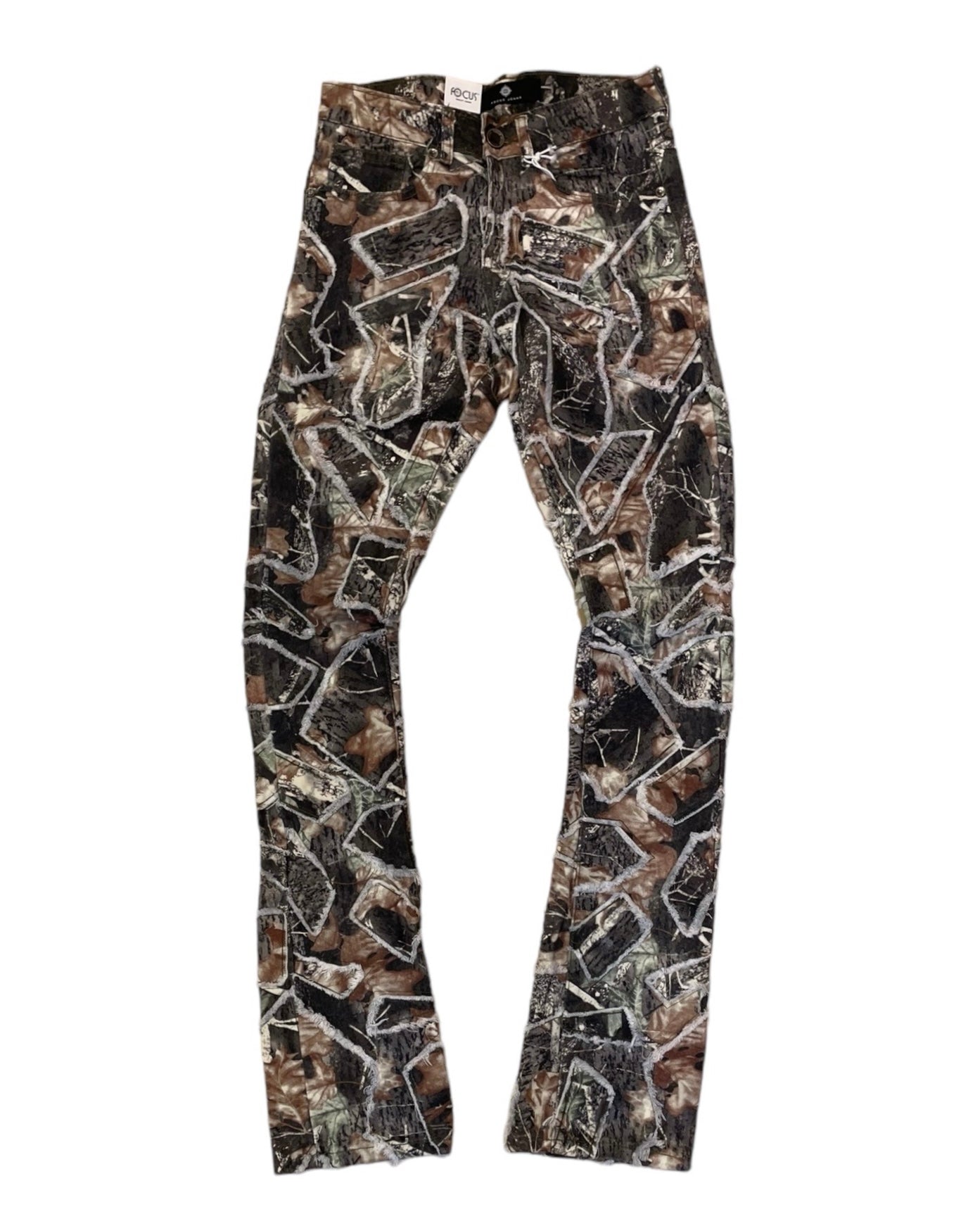 Patch Stacked Forest Camo Denim Jeans