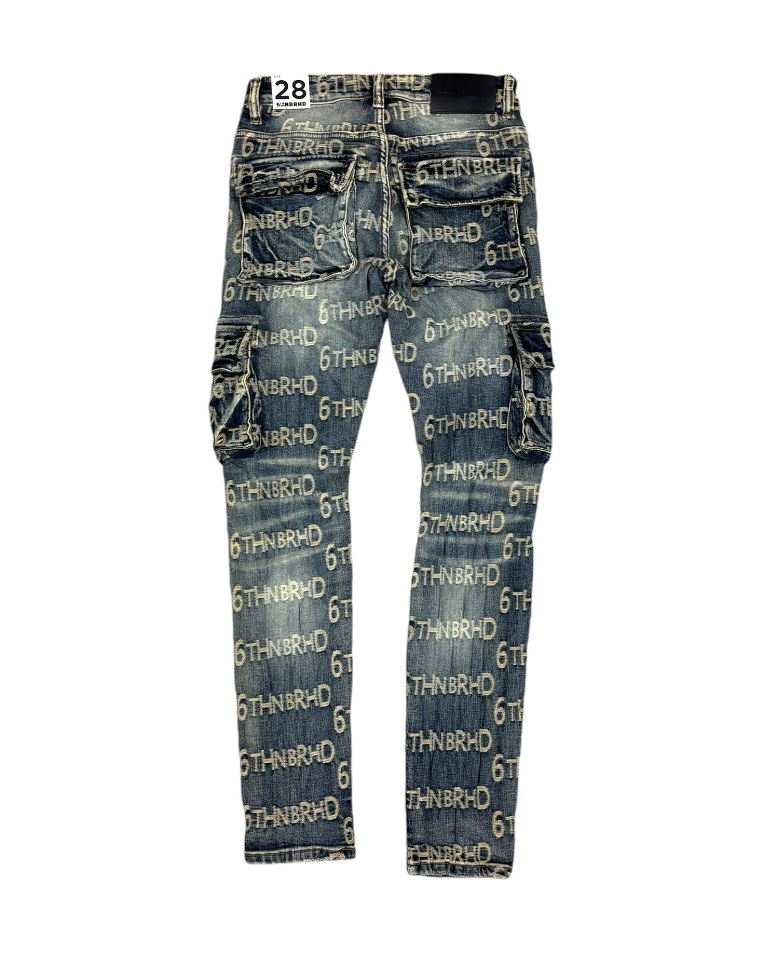 Bold Denim Jacquard Cargo Pants