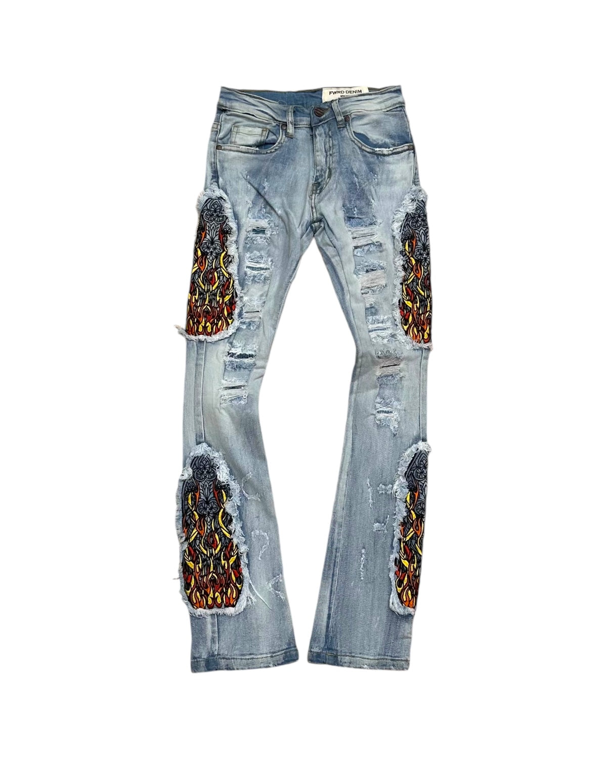 Junior’s Flamin’ Stained Glass Denim Jeans