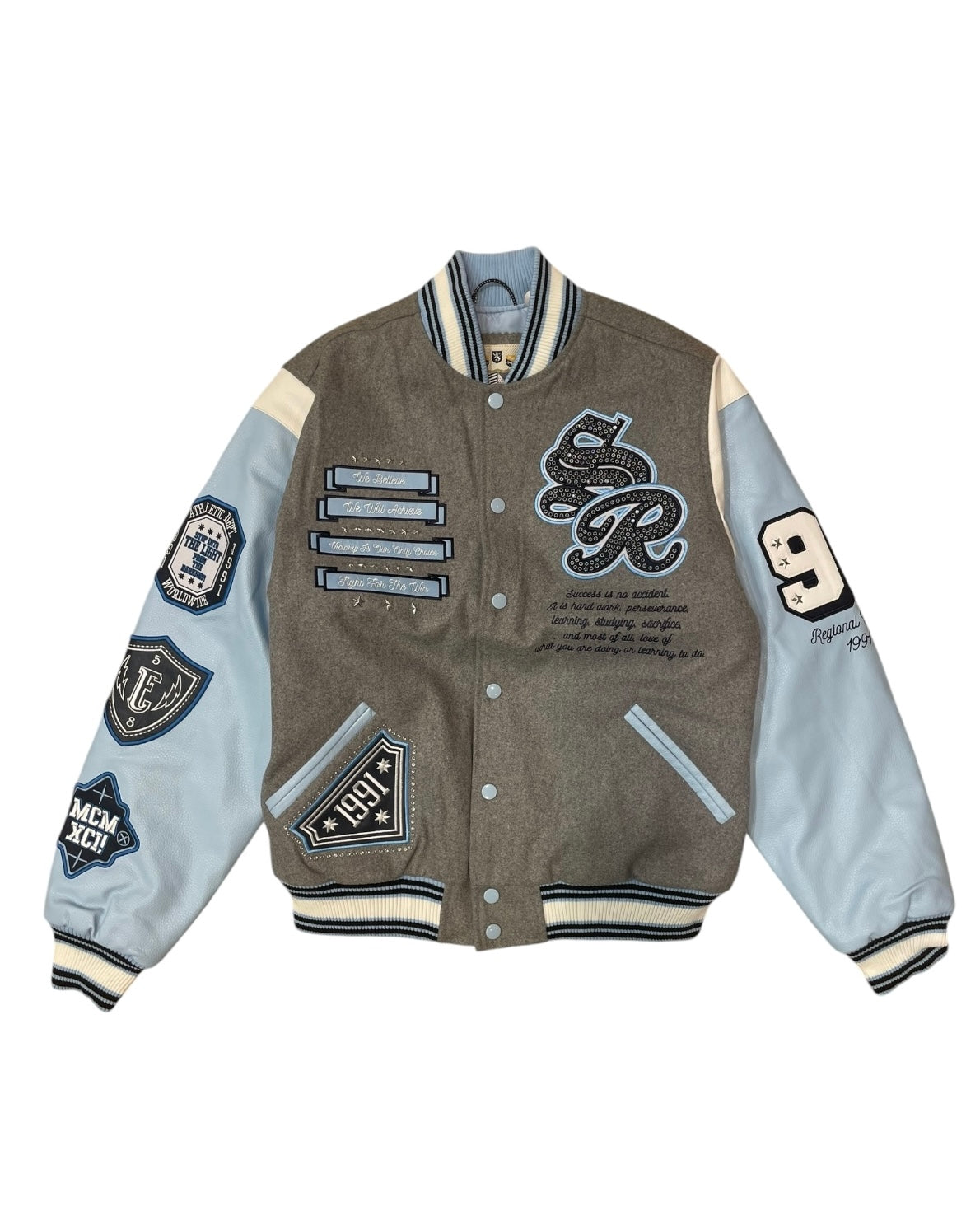 Studded Patch Varsity Jacket