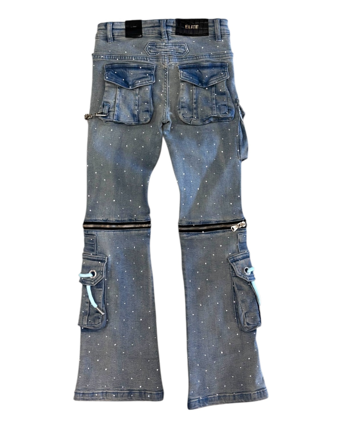 Junior's Rhinestone Chain Stacked Jeans