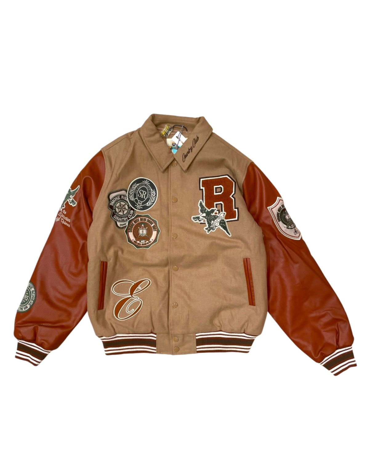 Show Your Might Studded Patch Varsity Jacket