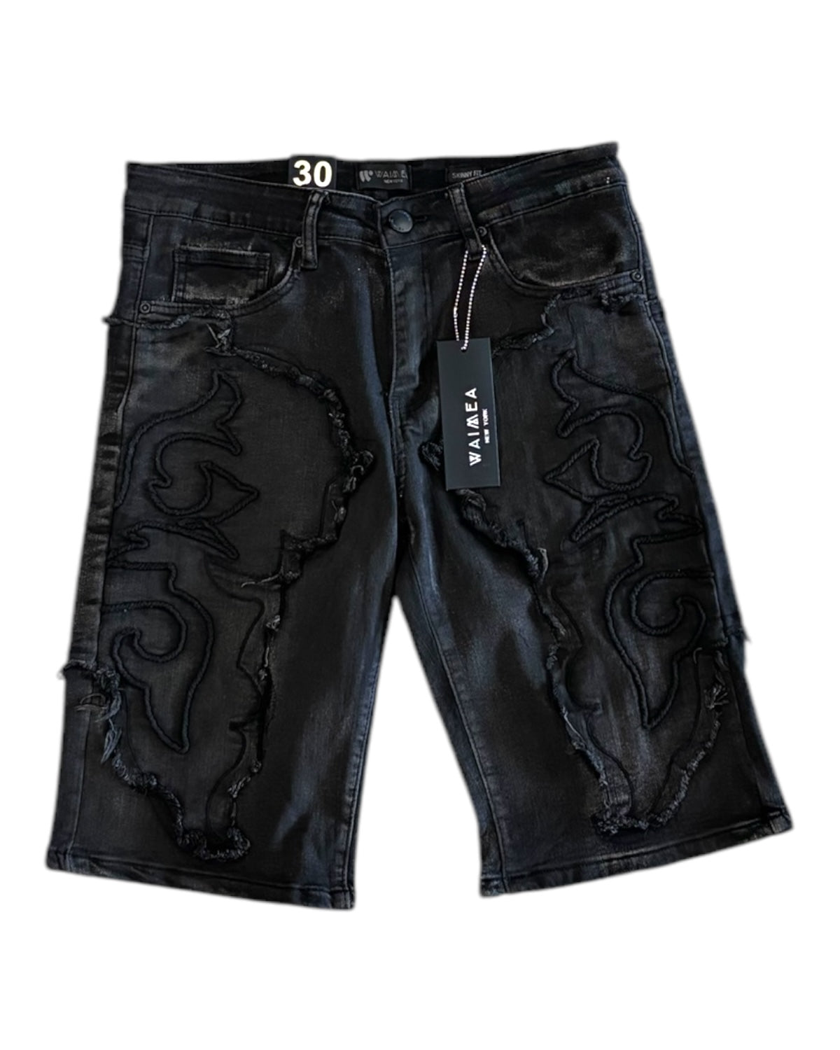 Embroidered Fringe Denim Short
