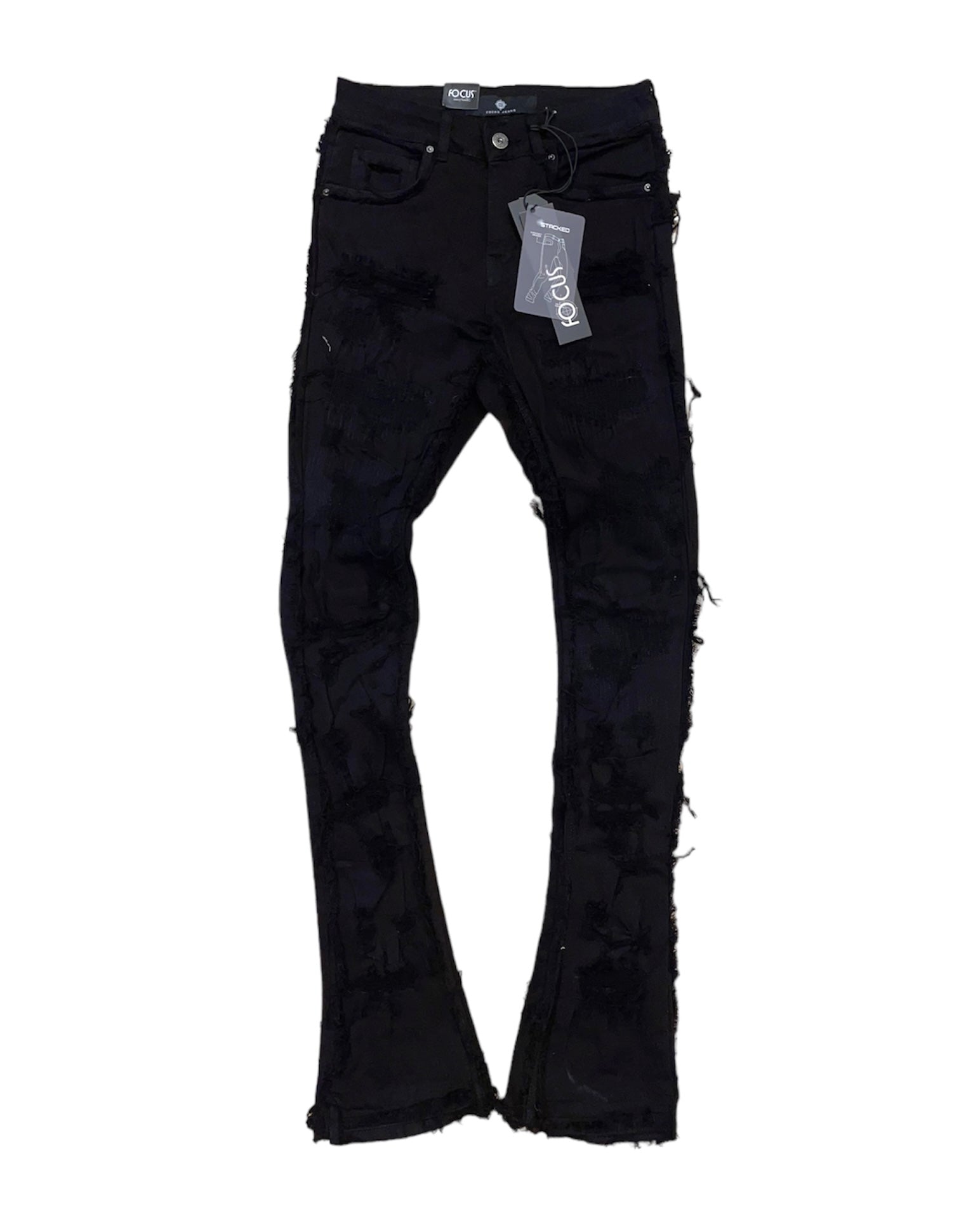 Heavy Distressed Stacked Denim Jean