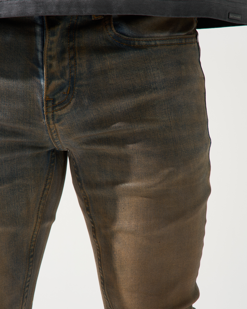 Brown leather pants on a white background