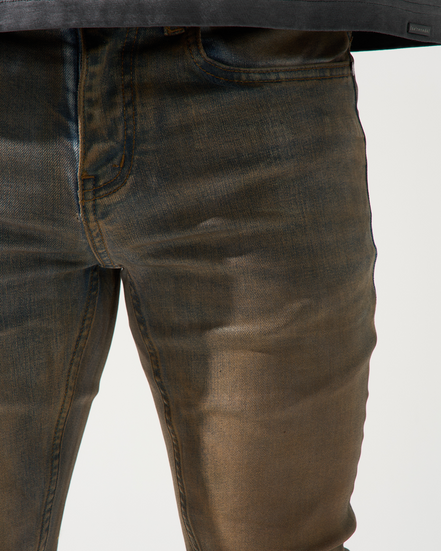 Brown leather pants on a white background