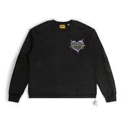 Black sweatshirt with a logo on a white background