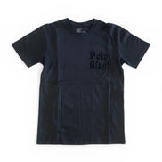 Black t-shirt with 'Point Blank' logo on a white background