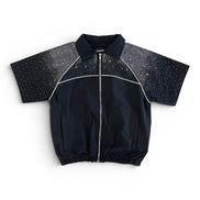 Black jacket with star pattern on sleeves on a white background