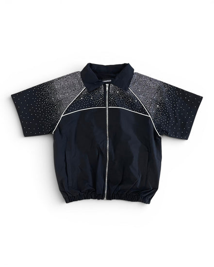 Black jacket with star pattern on sleeves on a white background