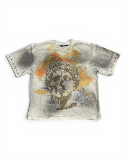 T-shirt with artistic design on a white background