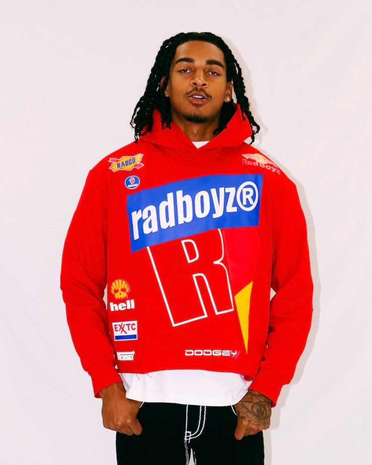 rad boyz Red Bull crop hoodie in red 