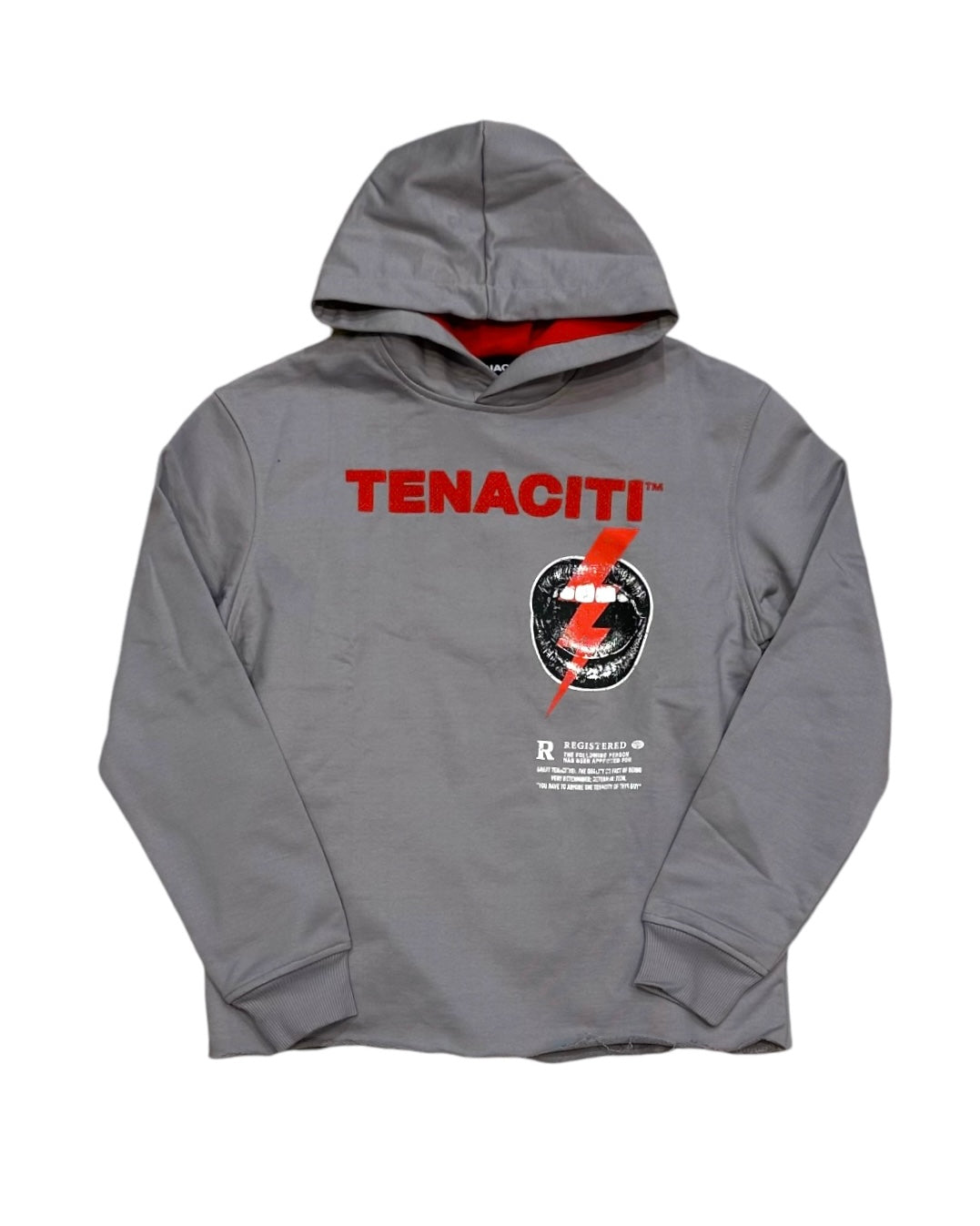 Tenaciti brand rock lips hoodie in gray color 