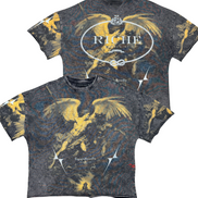 T-shirt with dragon design and 'Riche' branding on a white background