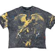 T-shirt with angel and winged figure design on a white background