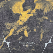 Tee with angel and demon illustration and 'Legends Never Die' text