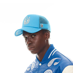 Cult of individuality clean shimuchan logo trucker hat in electric blue 