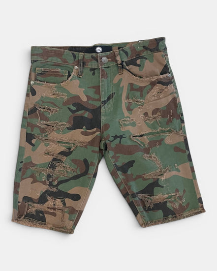 Camouflage shorts on a white background