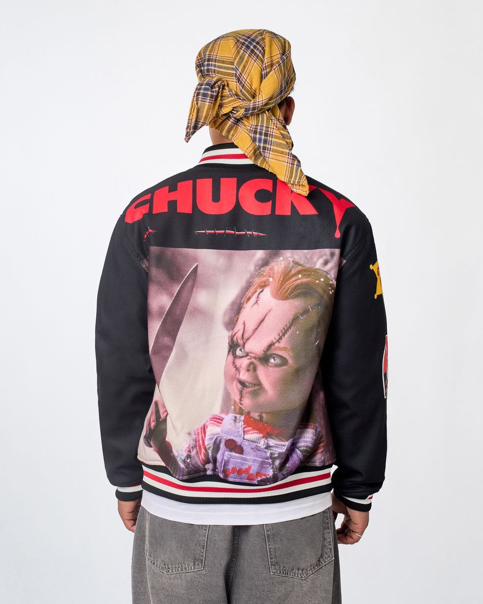 Reason Snitches Get Stitches Chucky Varsity Jacket