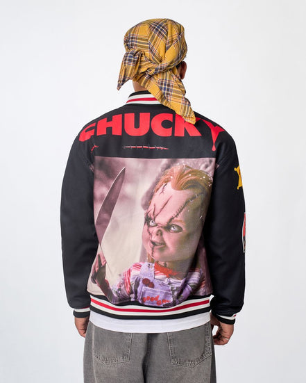 Reason Snitches Get Stitches Chucky Varsity Jacket