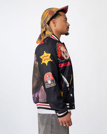 Reason Snitches Get Stitches Chucky Varsity Jacket