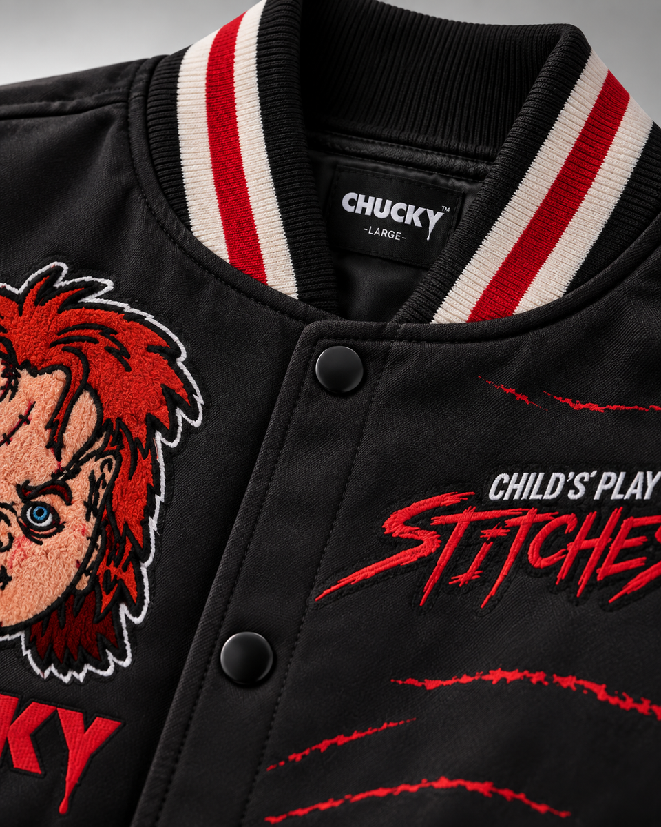 Reason Snitches Get Stitches Chucky Varsity Jacket